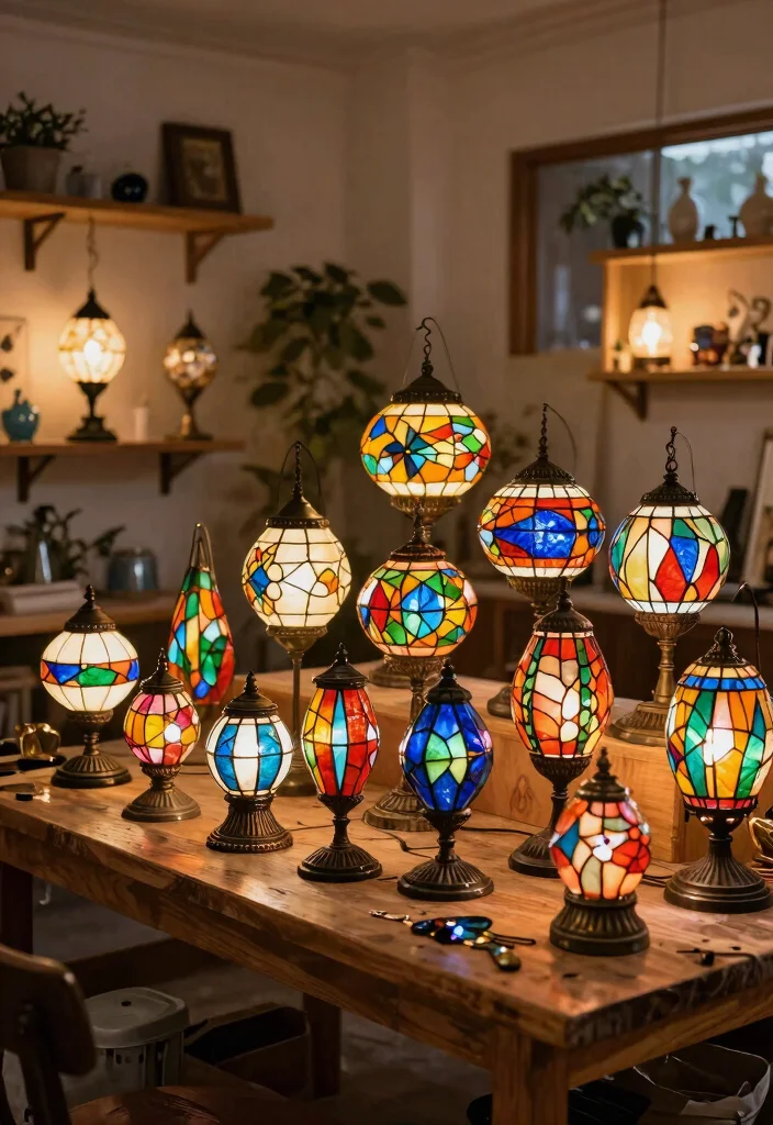 15 Stained Glass Lamp Ideas That Cast Colorful Light Patterns - 12. Customizable Lighting Solutions 1