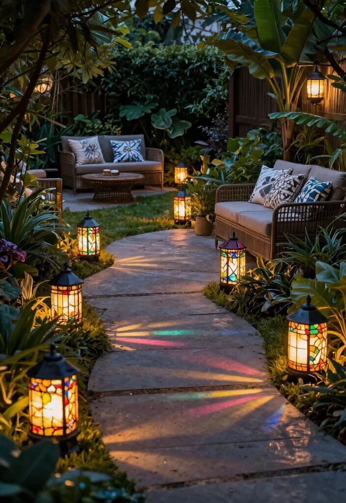 15 Stained Glass Lamp Ideas That Cast Colorful Light Patterns - 13. Outdoor Stained Glass Accents 1