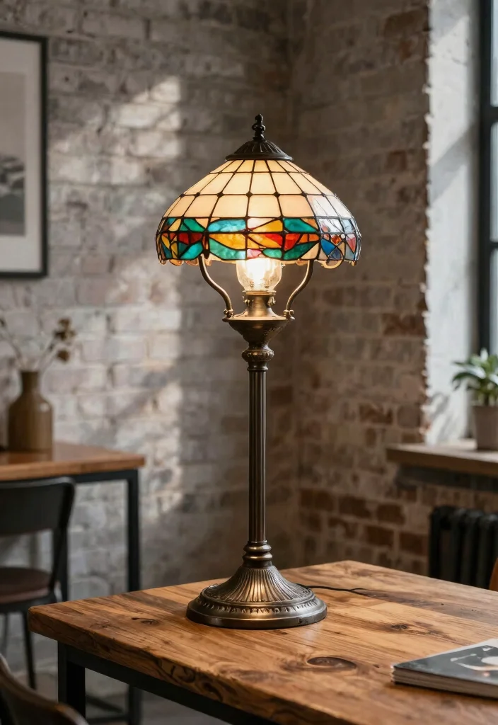 15 Stained Glass Lamp Ideas That Cast Colorful Light Patterns - 14. Industrial Fusion Lamps 1