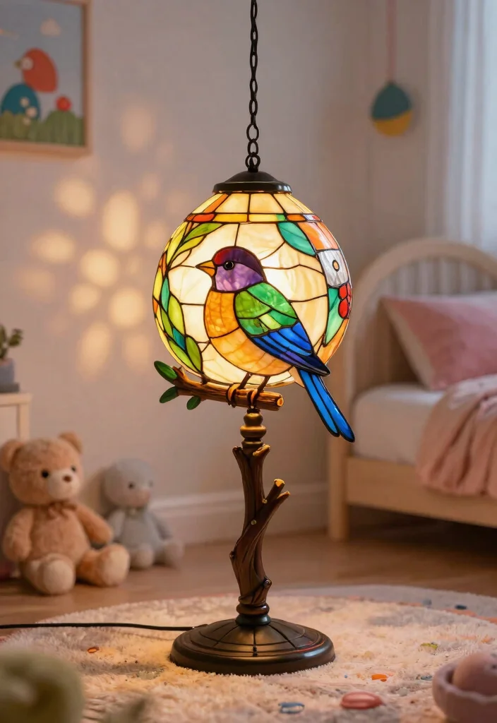 15 Stained Glass Lamp Ideas That Cast Colorful Light Patterns - 3. Whimsical Creature Lights 1
