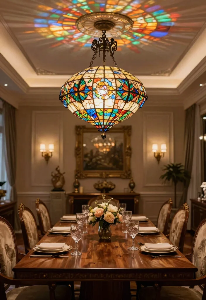 15 Stained Glass Lamp Ideas That Cast Colorful Light Patterns - 5. Luxurious Chandeliers 1
