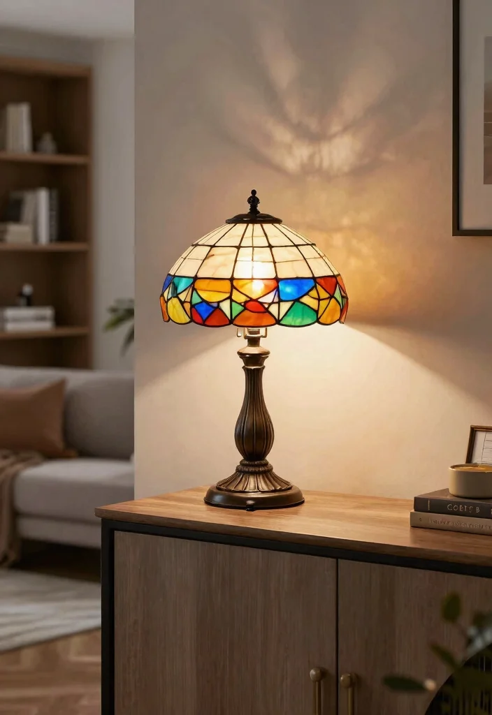 15 Stained Glass Lamp Ideas That Cast Colorful Light Patterns - 6. Table Lamps with a Twist 1