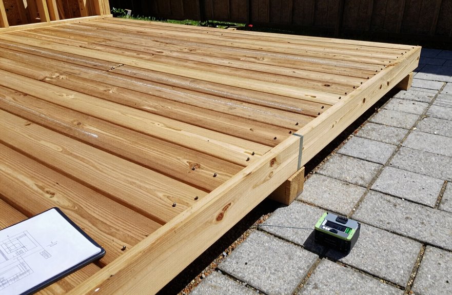 floating deck 12x8 block supports 16 joists