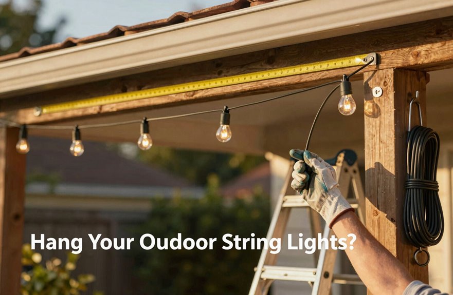 How to Hang Outdoor String Lights in 6 Steps 4 hang lights along planned path gently