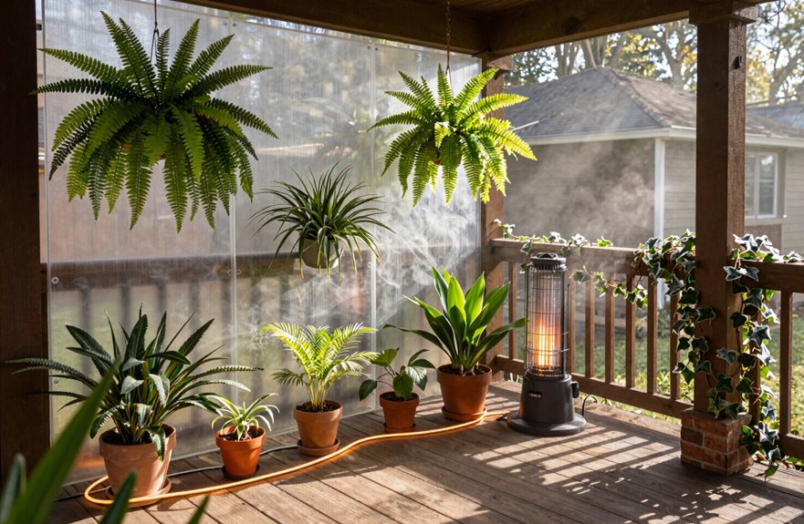 heating enclosed porch protects tender plants