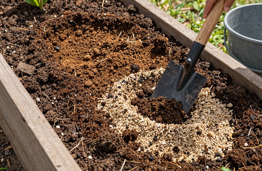loosen clay with sand and compost
