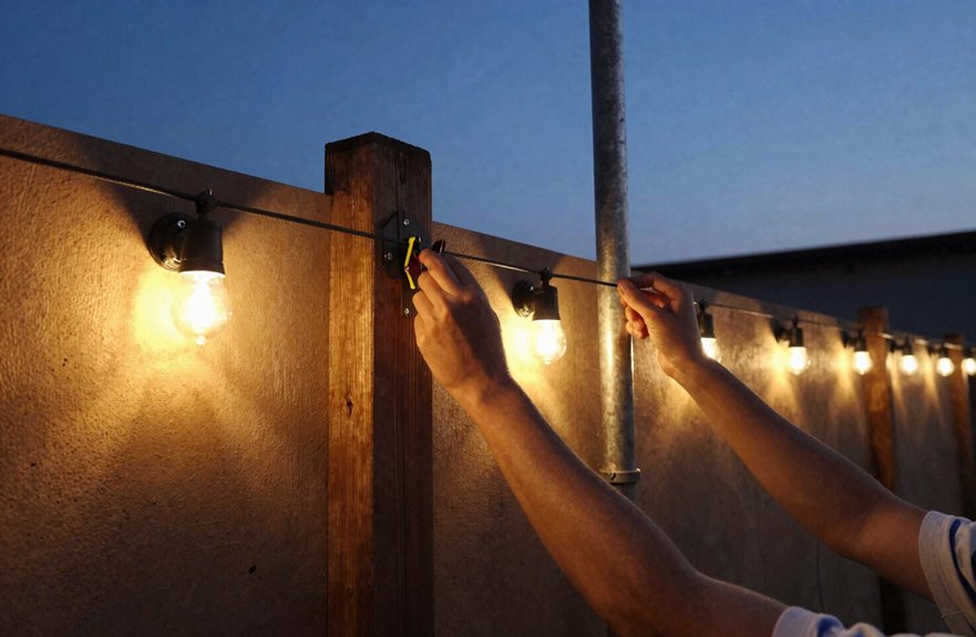 How to Hang Outdoor String Lights in 6 Steps 2 mounting points spacing and anchors