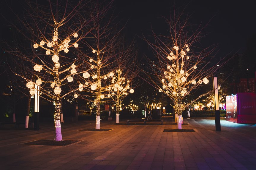 putting outdoor tree lights up
