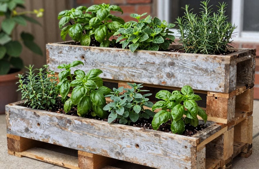 standing hanging or angled pallet garden designs